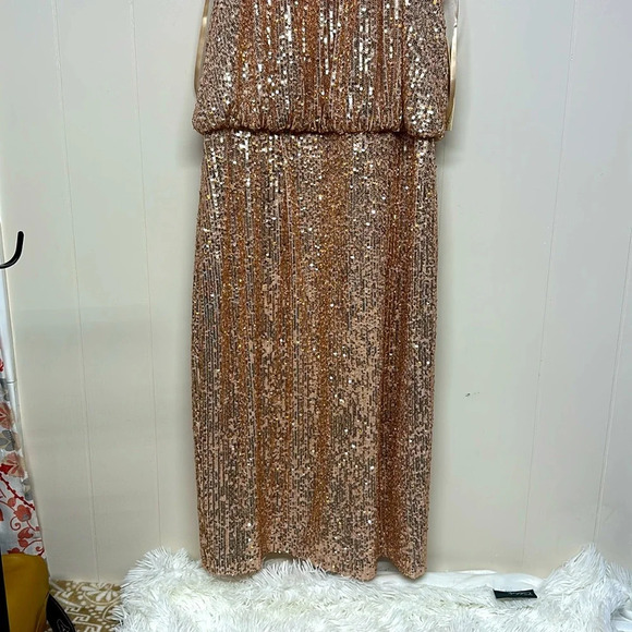 Eliza J Rose Gold Sequin Halter Dress - Picture 8 of 14